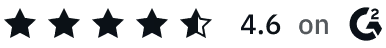 Rating of four and a half stars followed by the text '4.6 on' and the G2 logo.