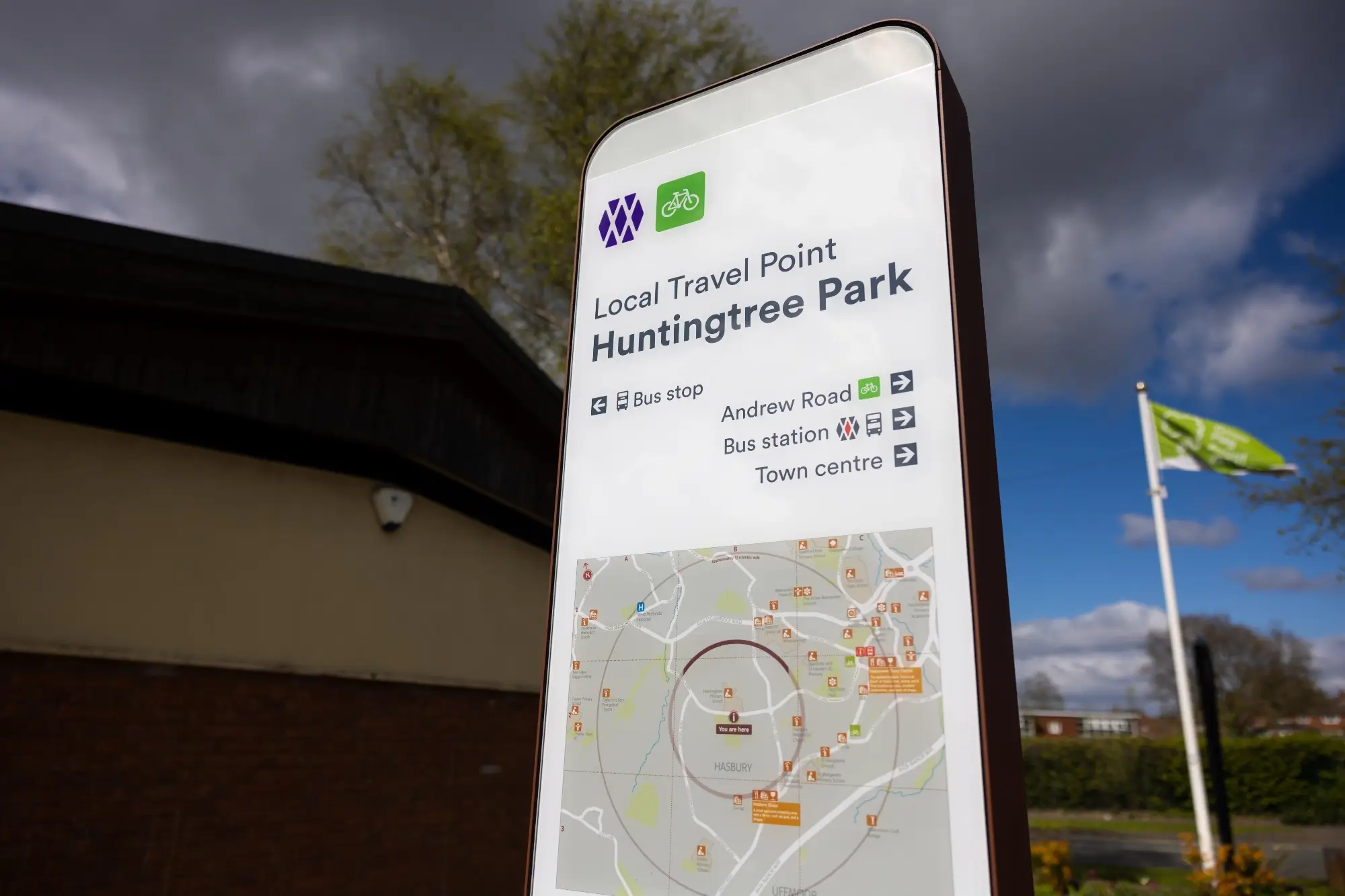 Totem at the Huntingtree Park mobility hub
