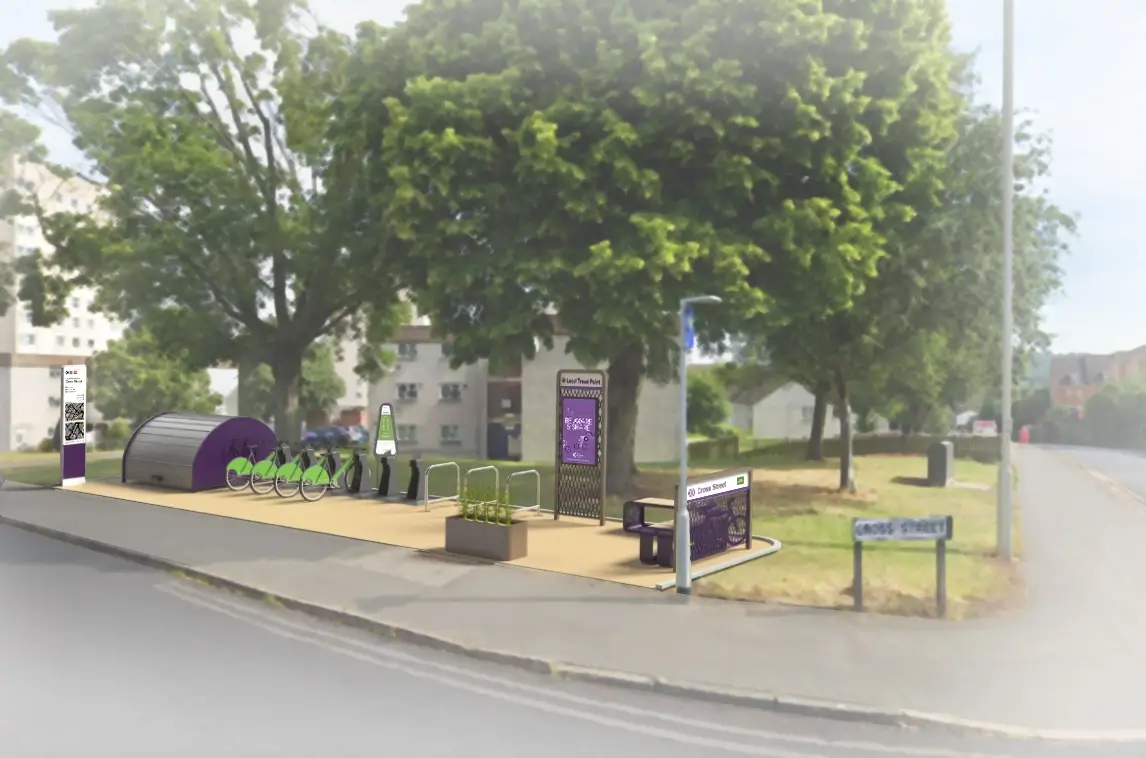 Architectural render of the TfWM mobility hub at Cross Street