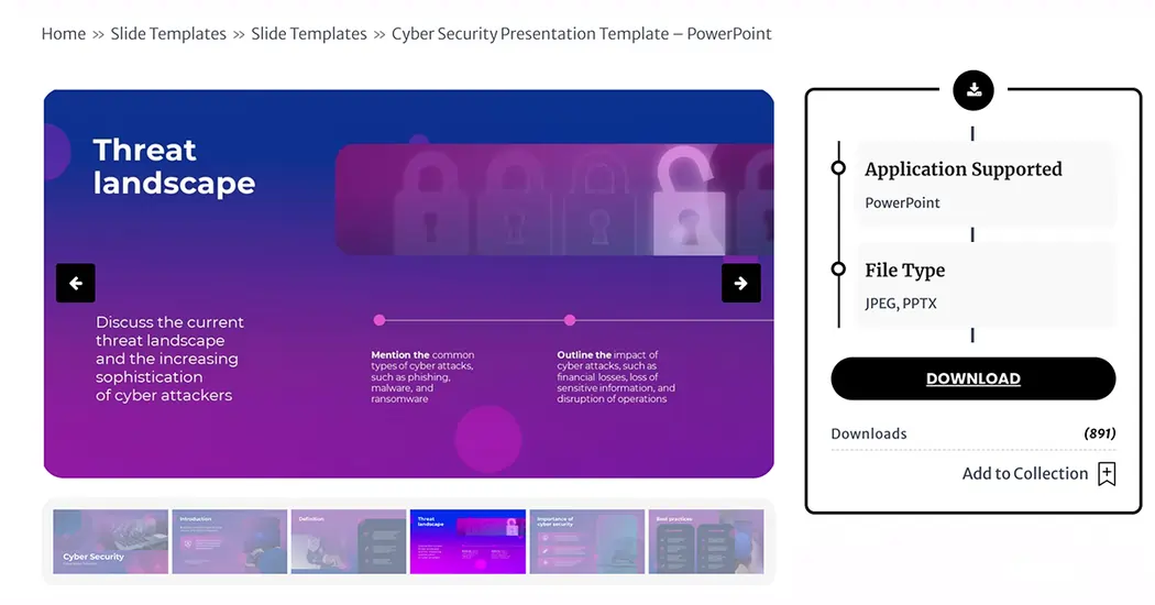 Cyber Security Presentation Template PowerPoint