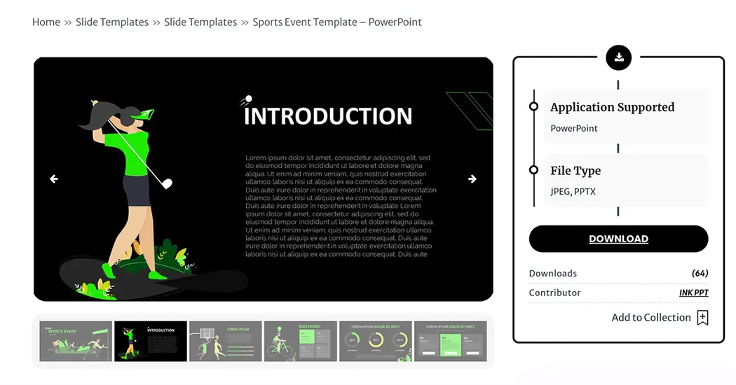Sports Event Template PowerPoint