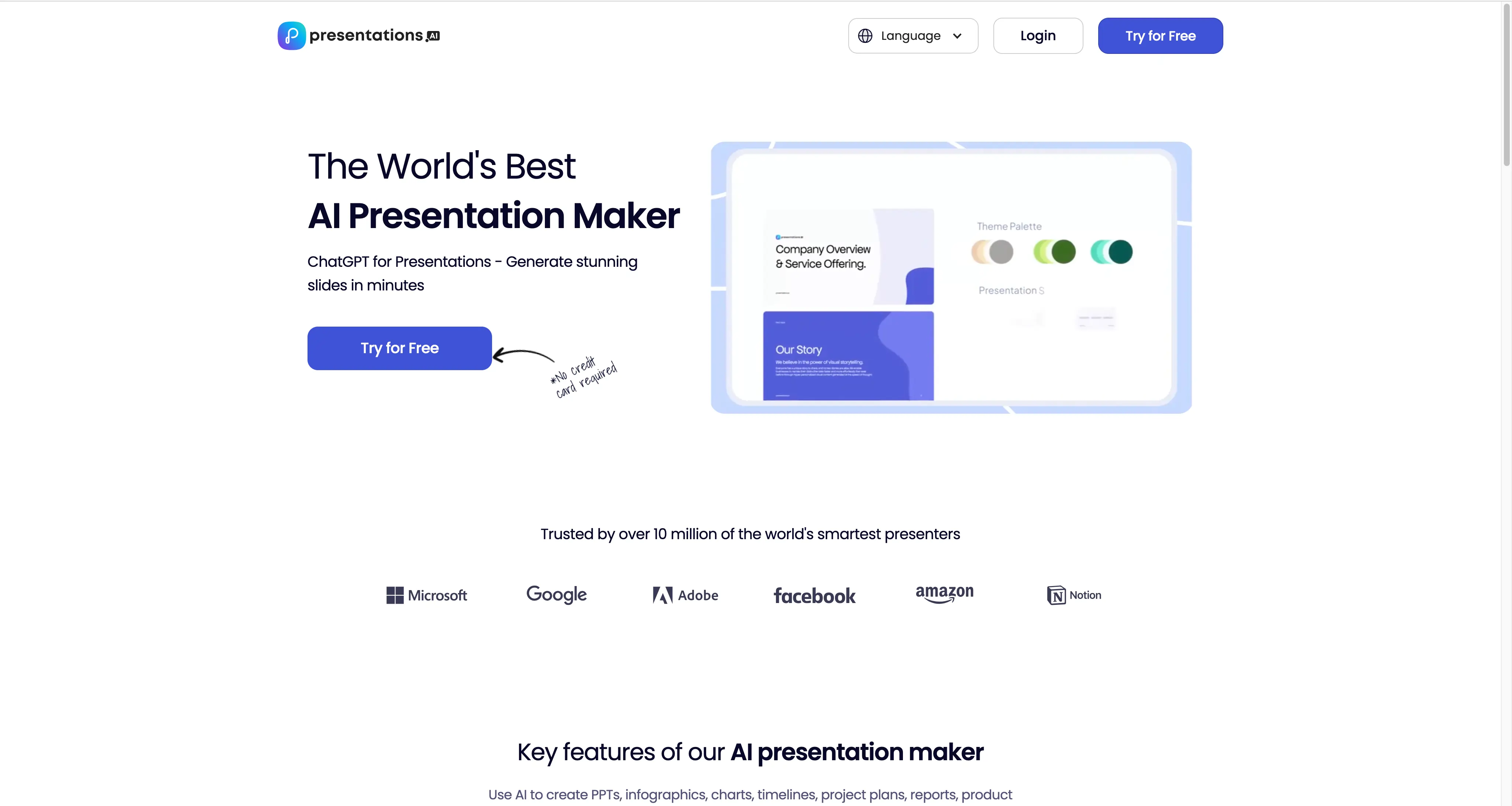 Presentations.ai is known for the speed of its presentations