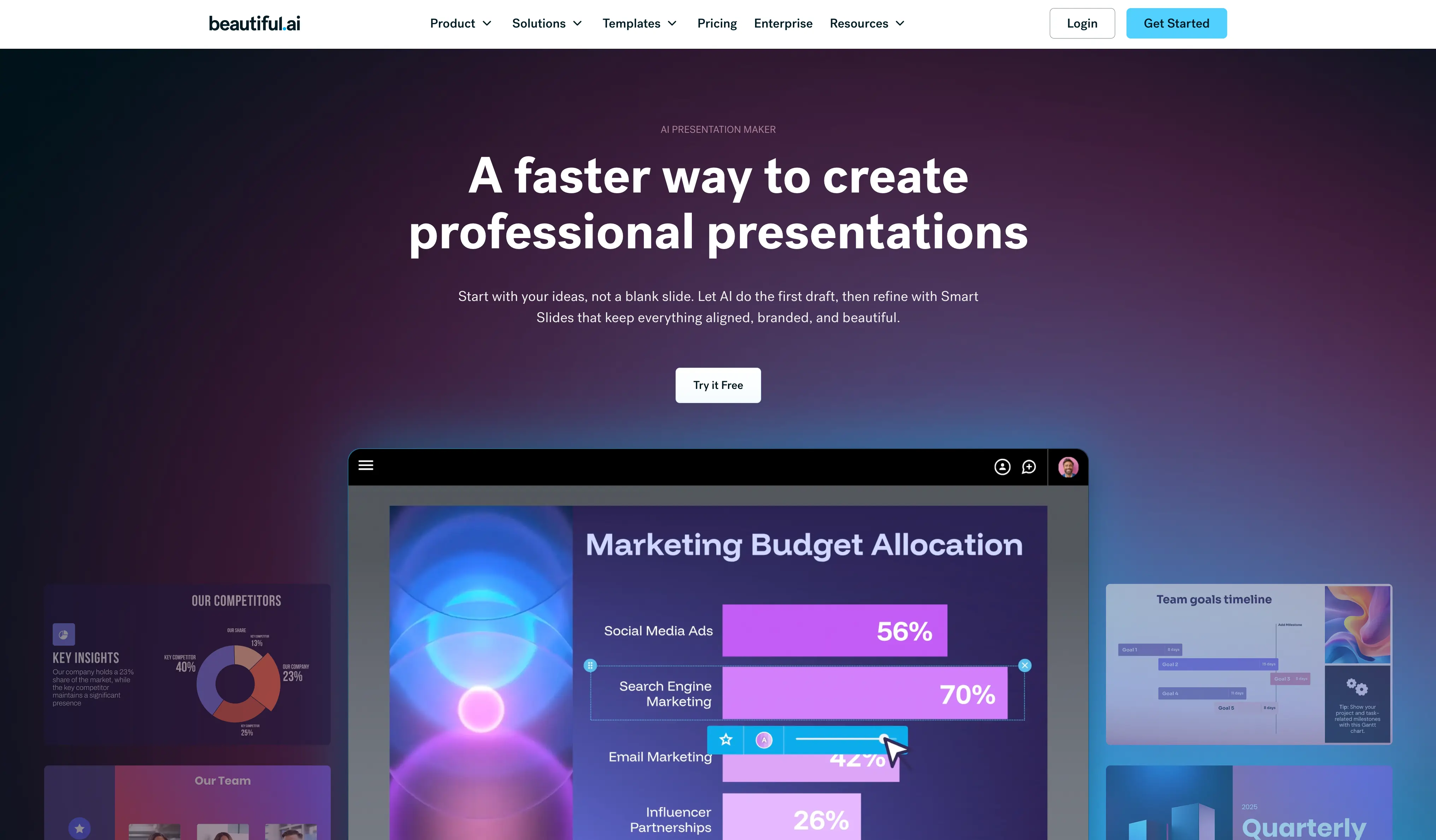 Beautiful.ai has smart templates that can be adjusted for alignment