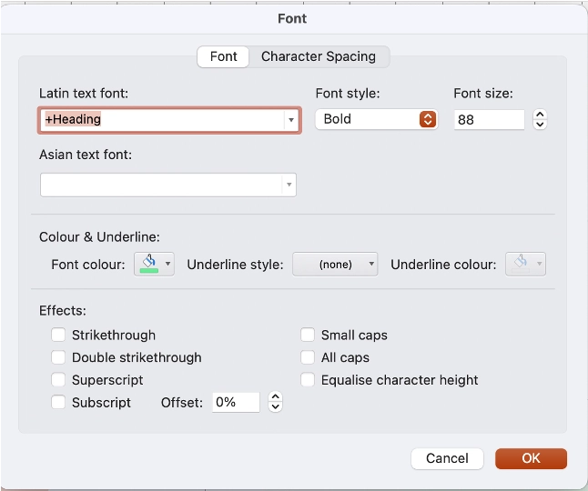 Step 2: Open the Font Dialog Box