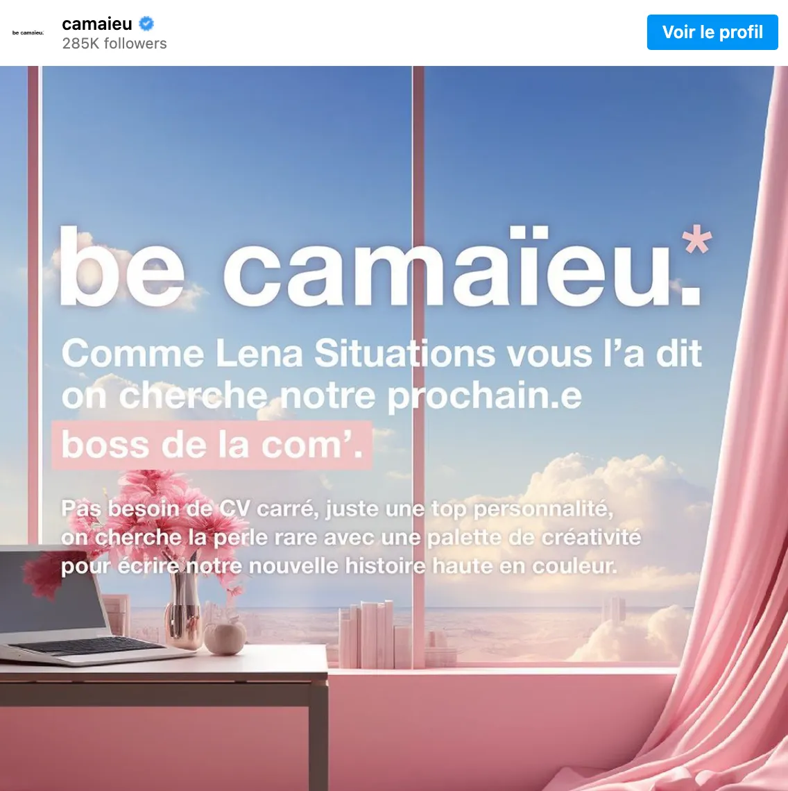 Annonce Retour Camaïeu Instagram