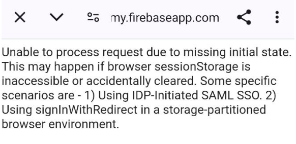 Unable to process request due to missing initial state.