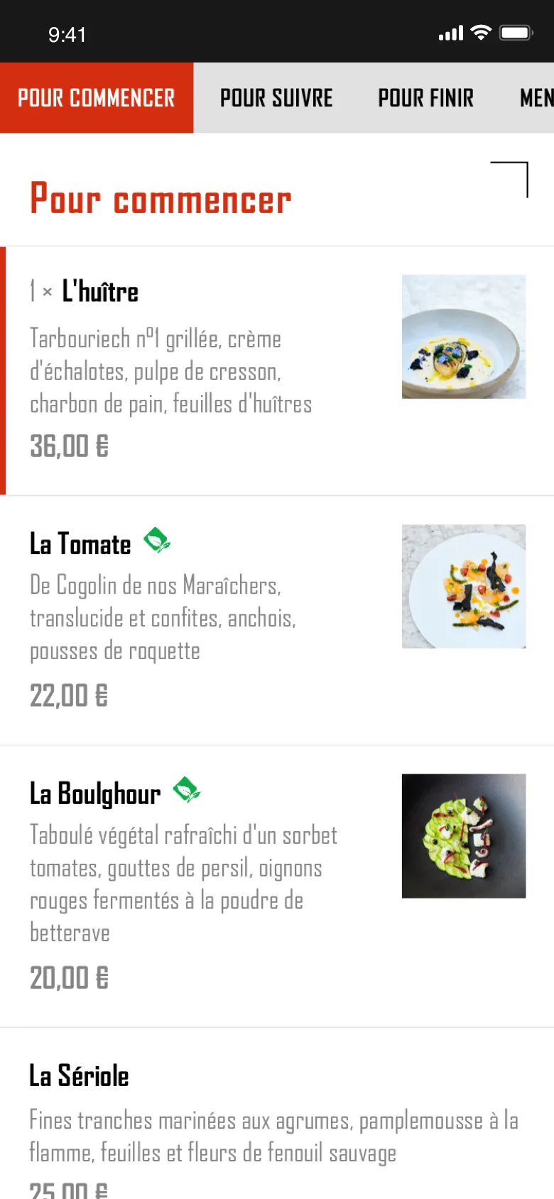 Menu du restaurant Colette 3 is menu influence society