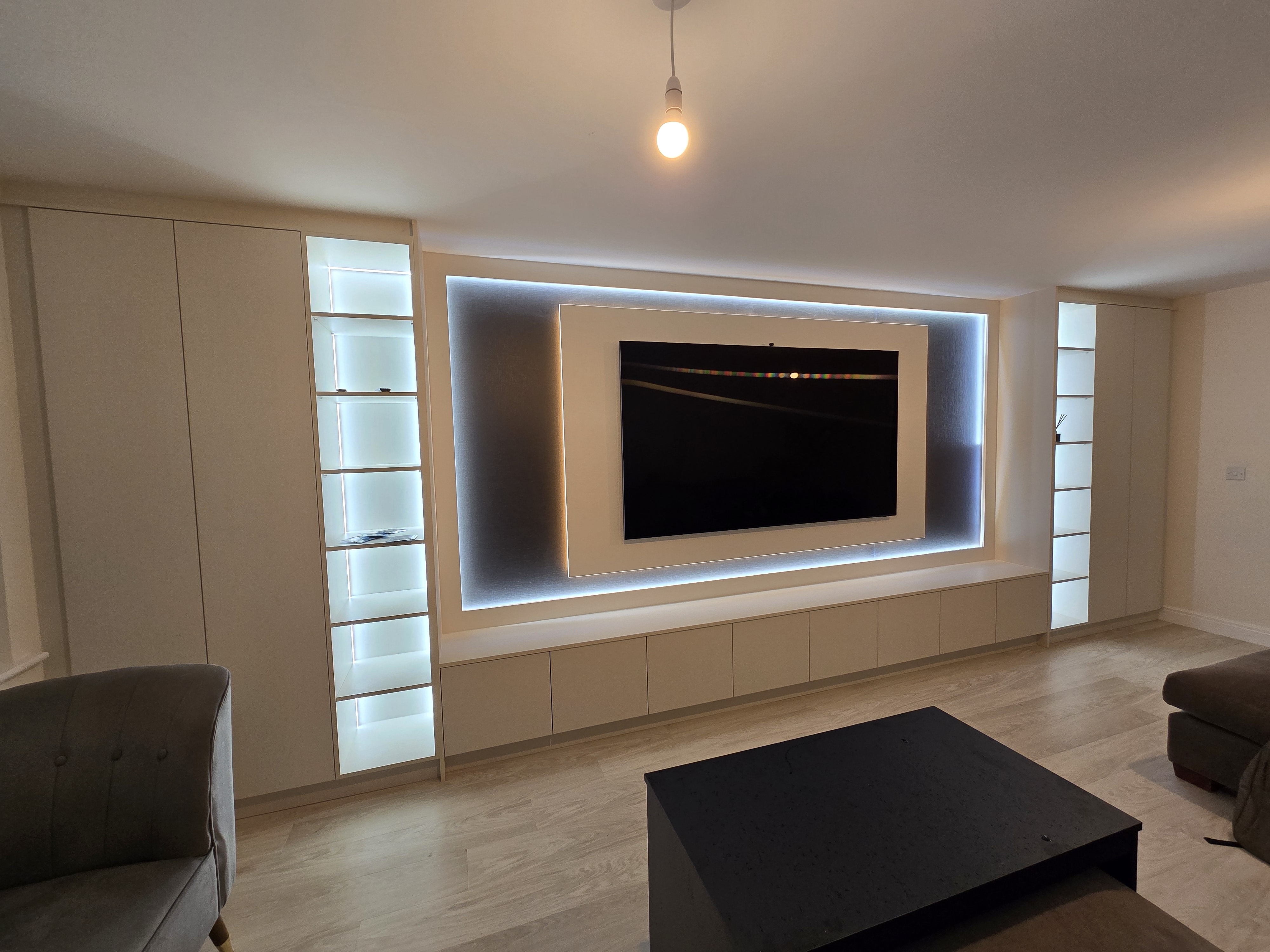 Large Custom Media Wall Book Shelves