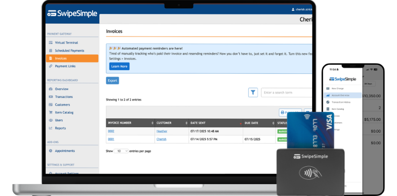 SwipeSimple invoicing dashboard