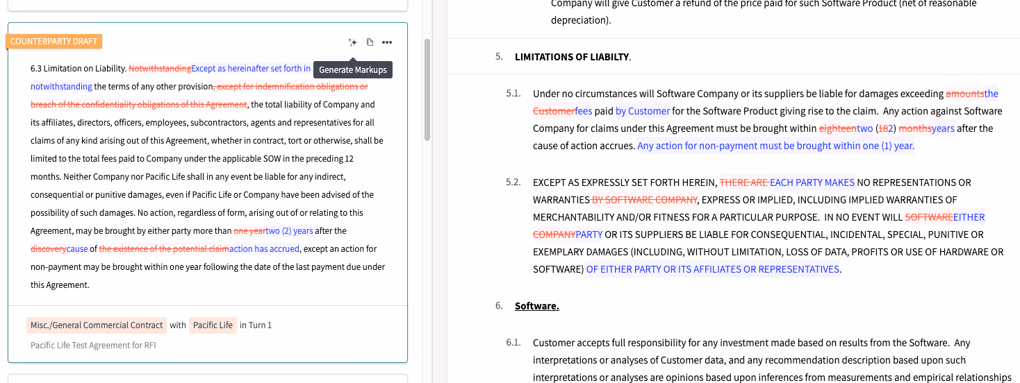 Using previous contract markups to automatically redline with contract review AI