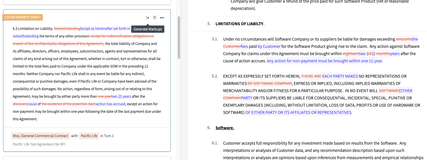 Using previous contract markups to automatically redline with contract review AI
