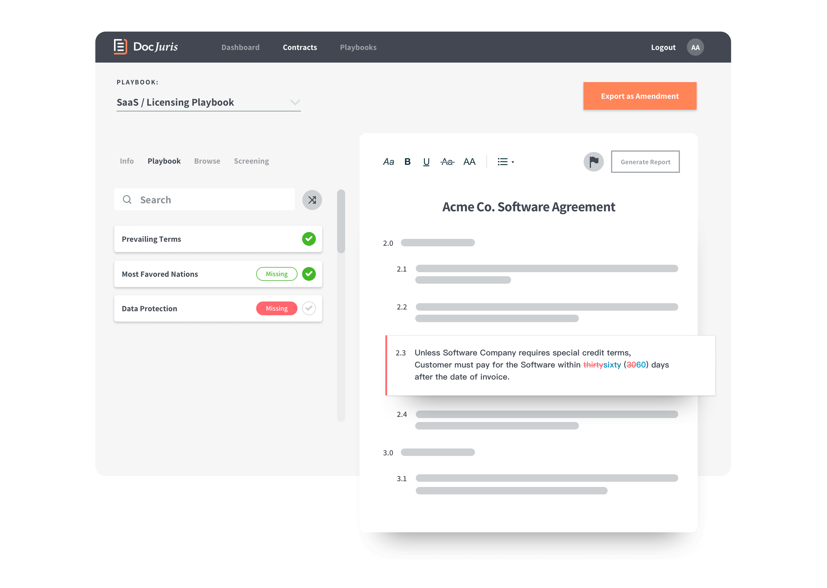 Simplify contract reviews with DocJuris Amendments—efficiently export essential clauses without time-consuming redlining.