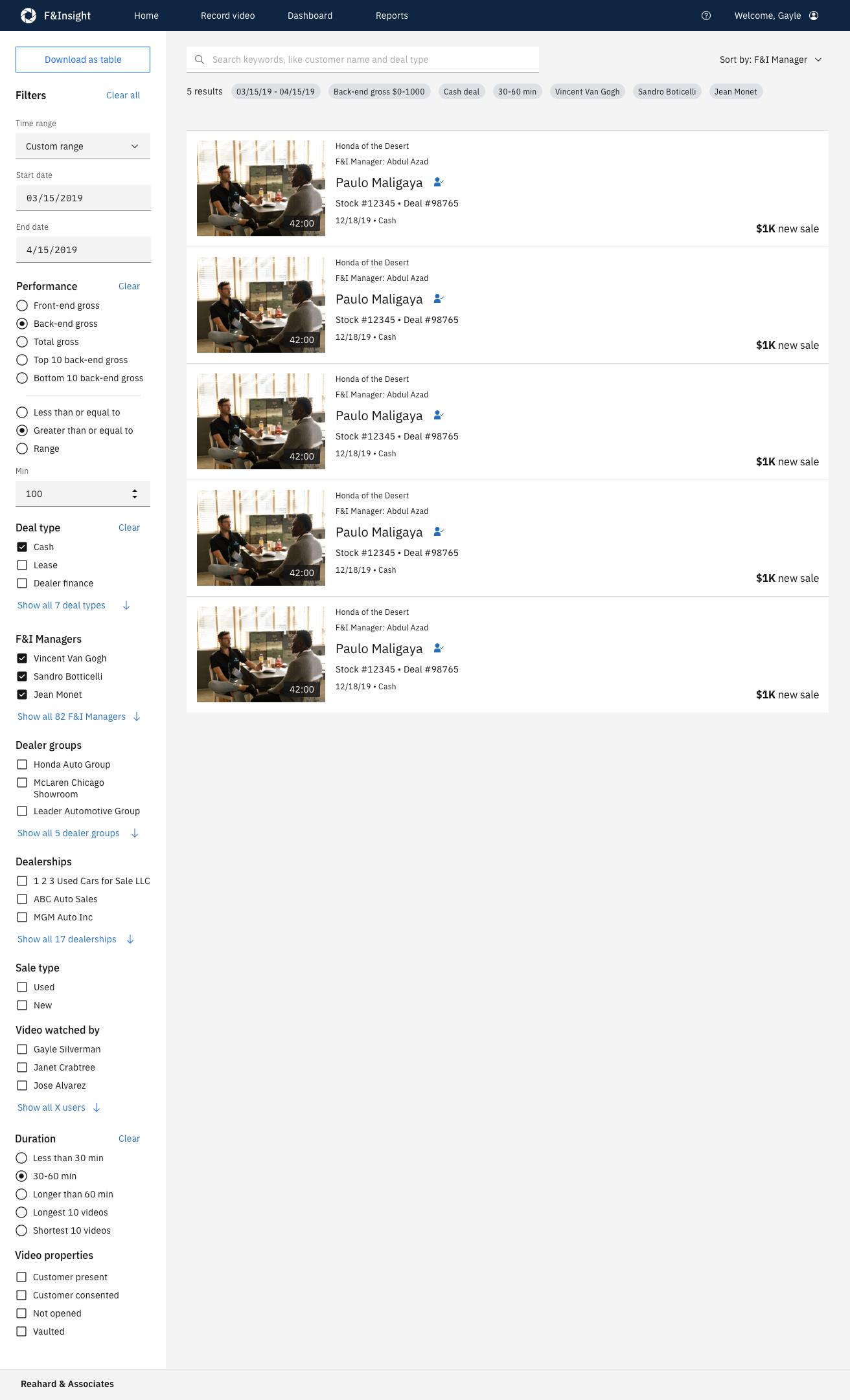 Search and filters page - with active filters