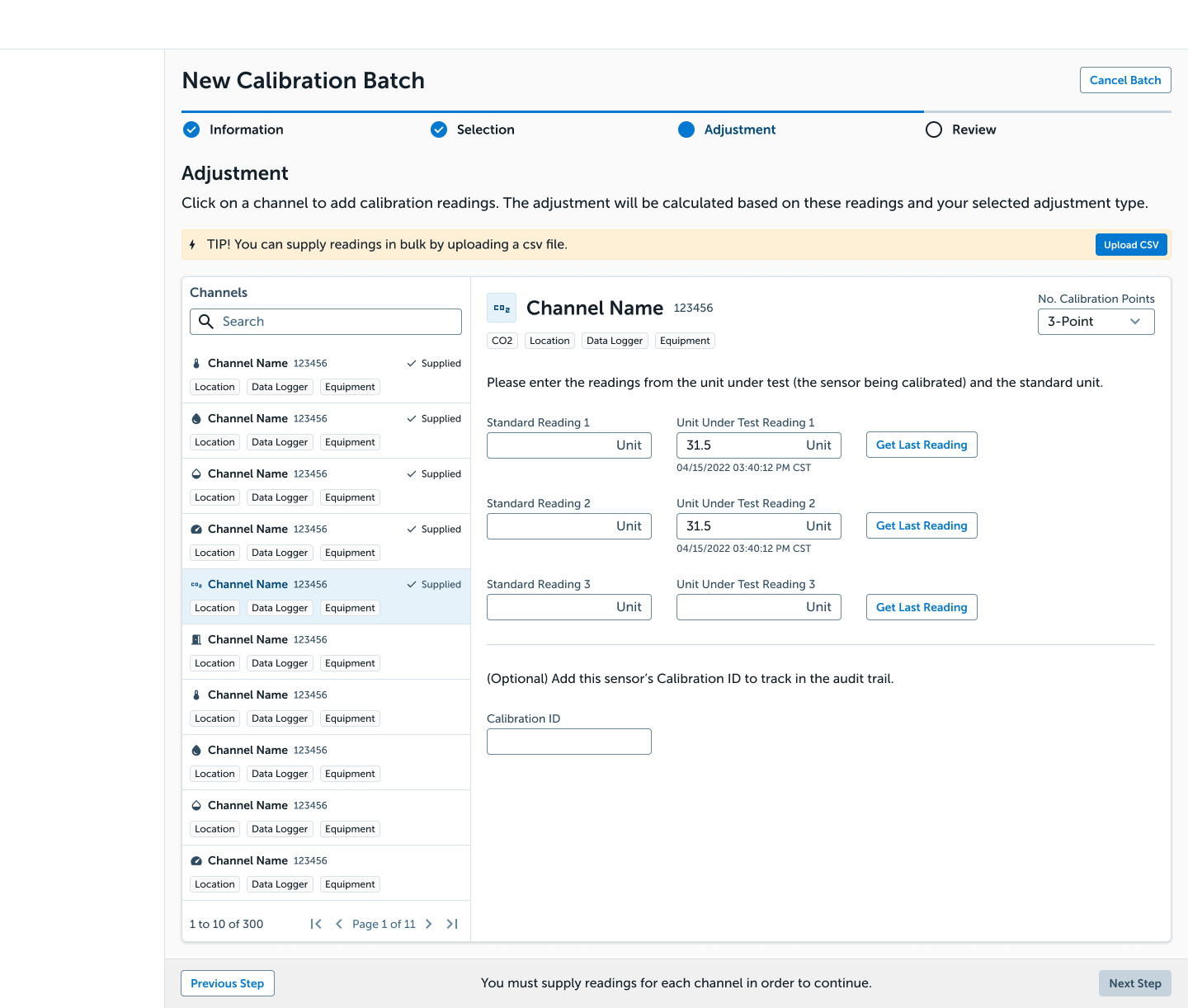 calibration process page 3 - input adjustment