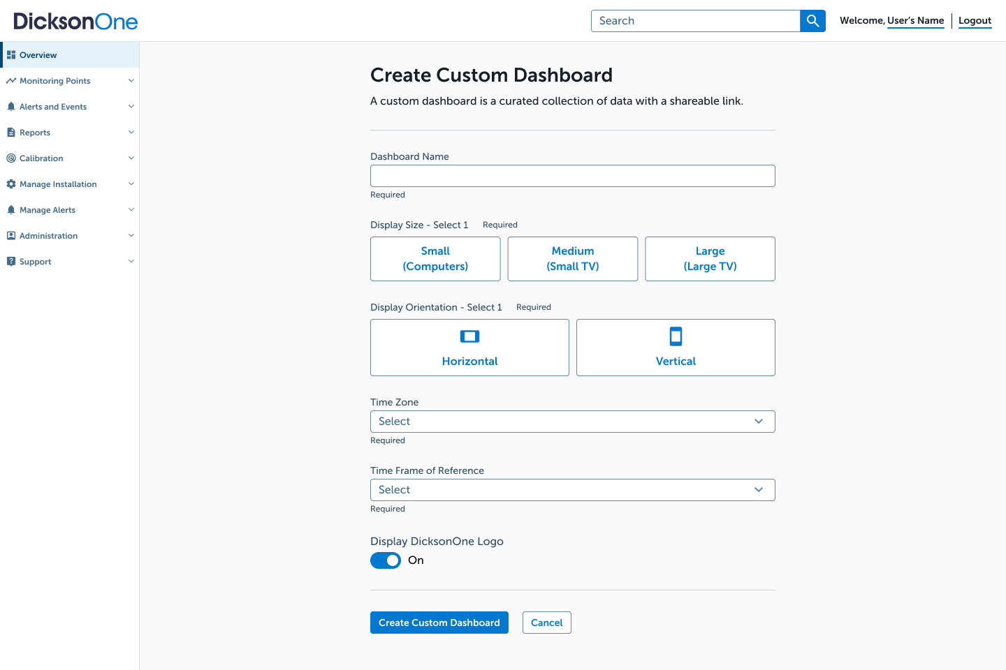 create custom dashboard page