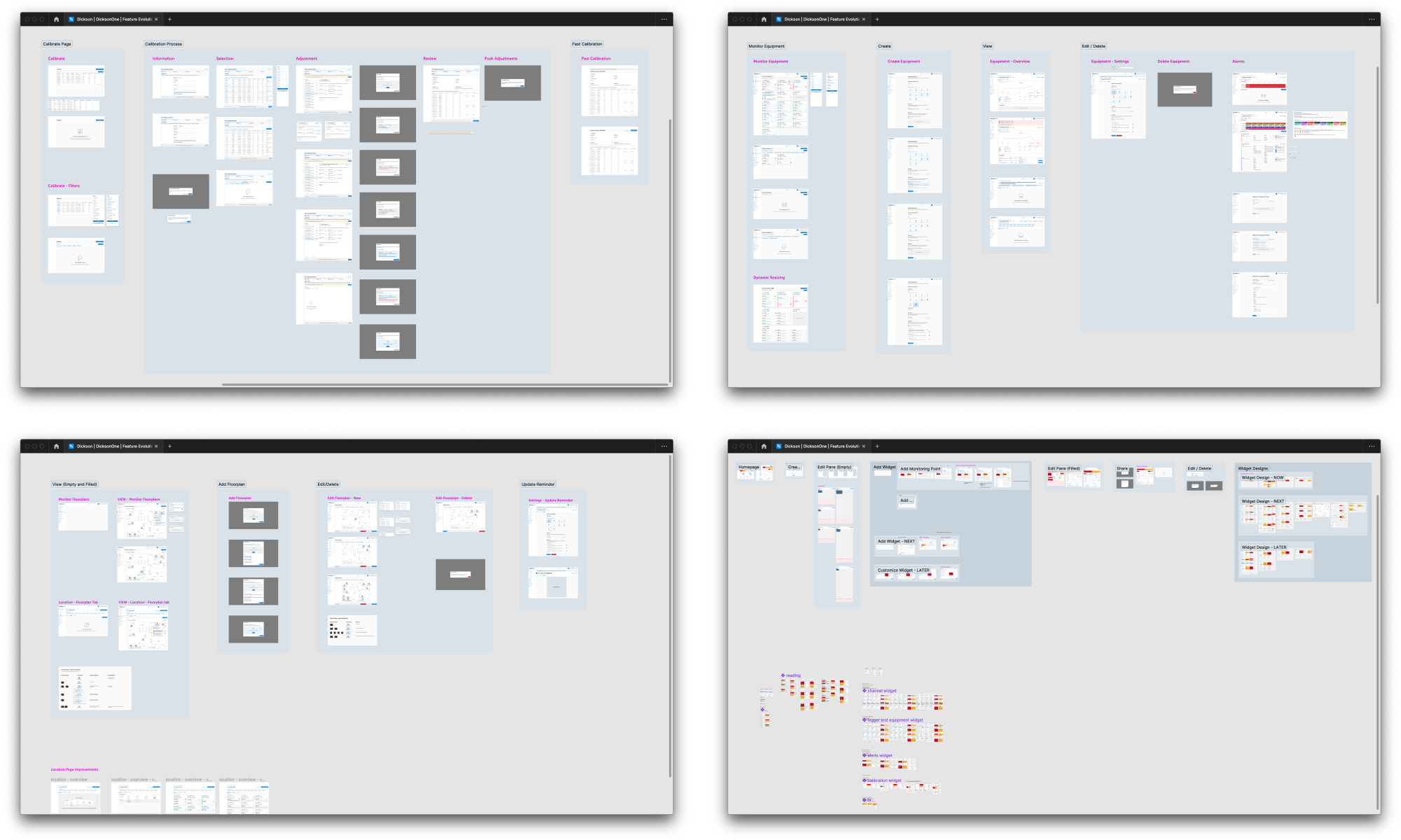 screenshots of wireframe thumbnails