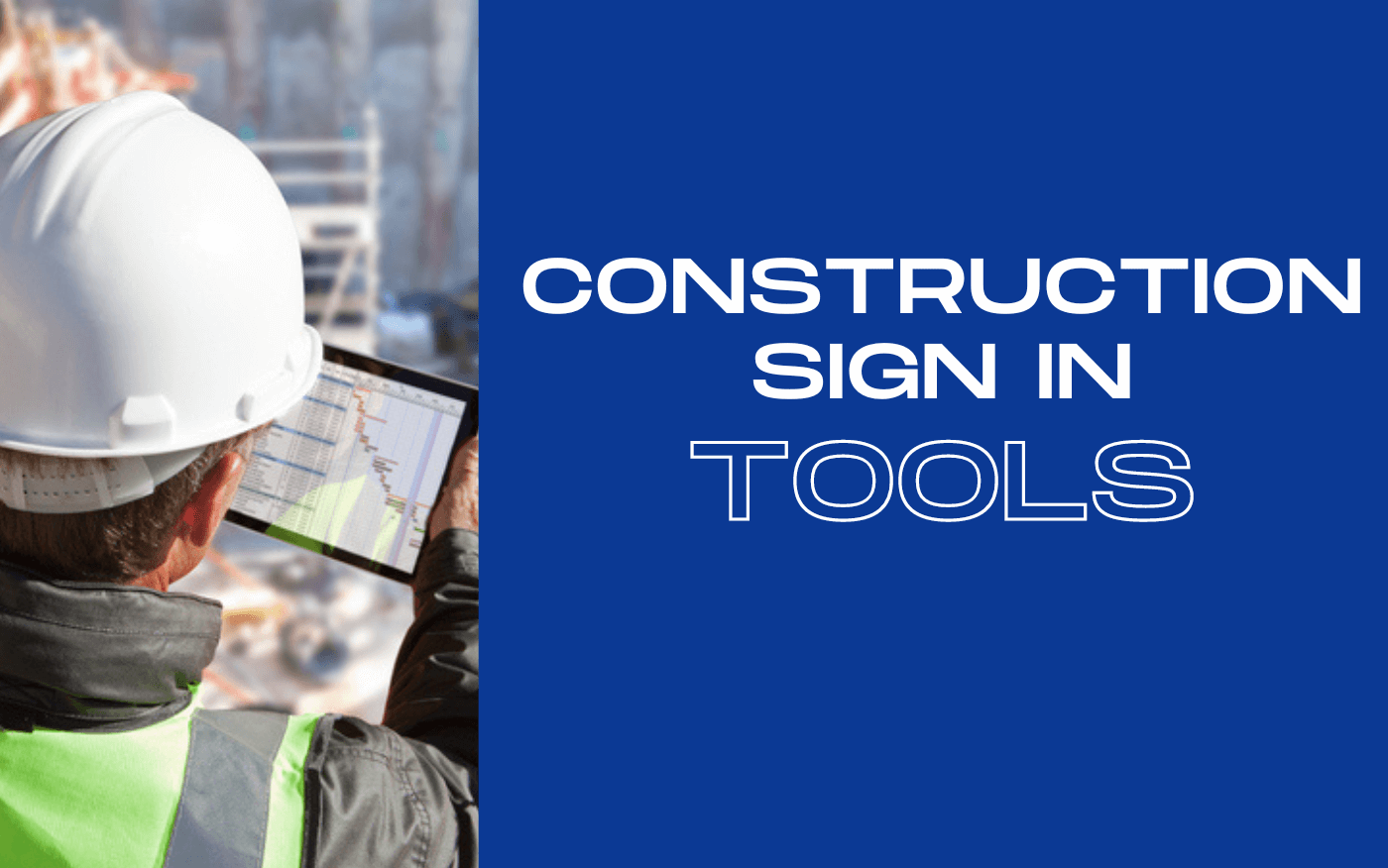 Construction site digital check-in illustration for blog thumbnail