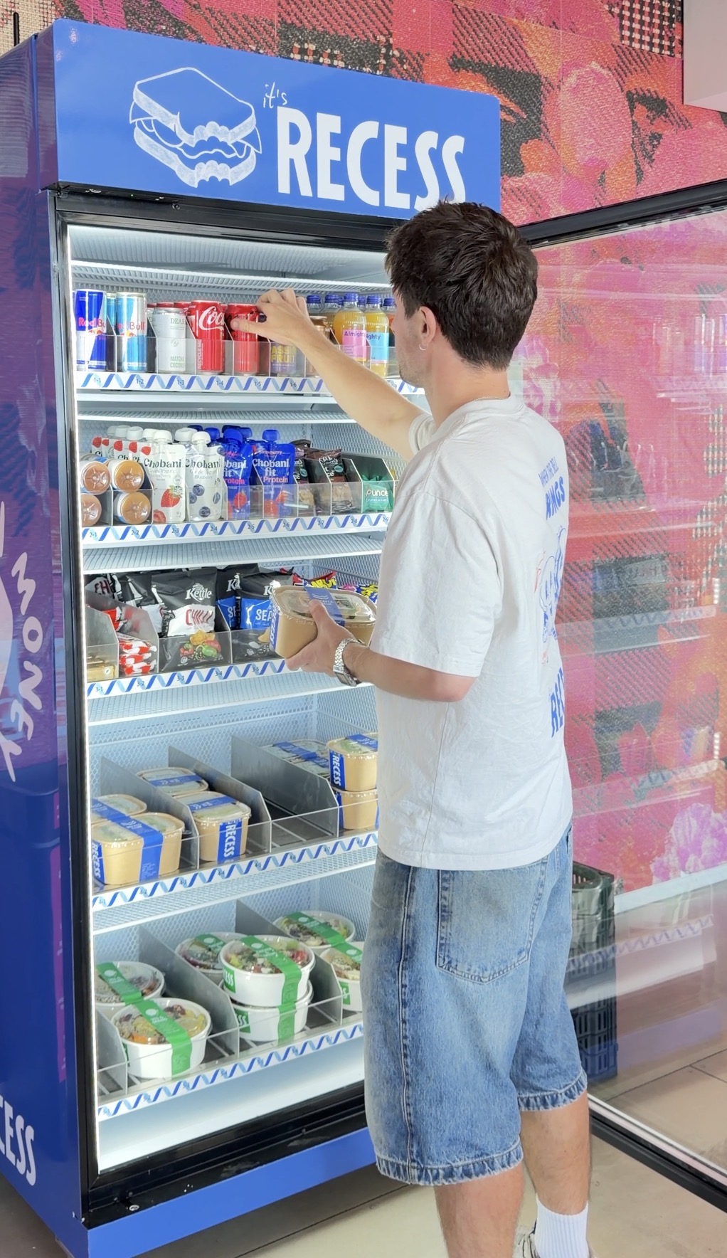 It's Recess Lunchbox Vending Machine - sandwiches, salads, toasties, coffee.