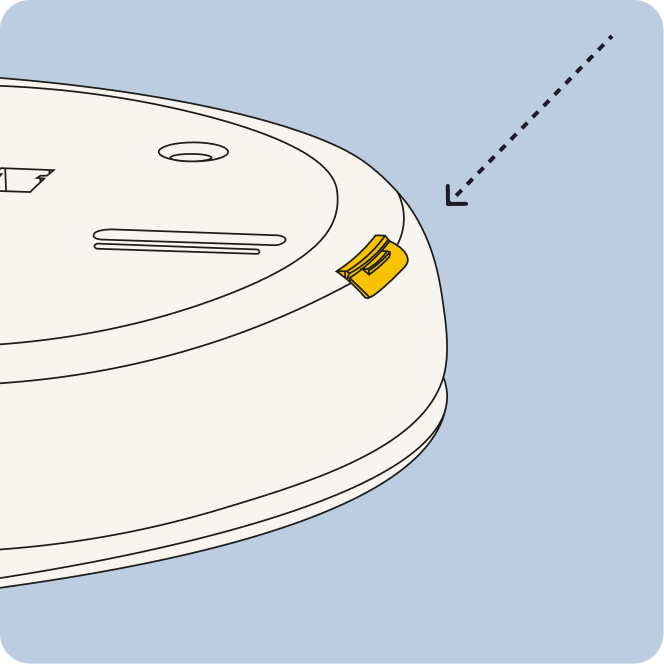 Gently press the side latch on your E1 device to remove the lid.