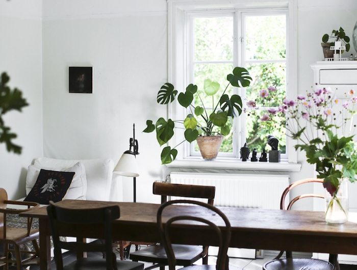 house interior with a window and table