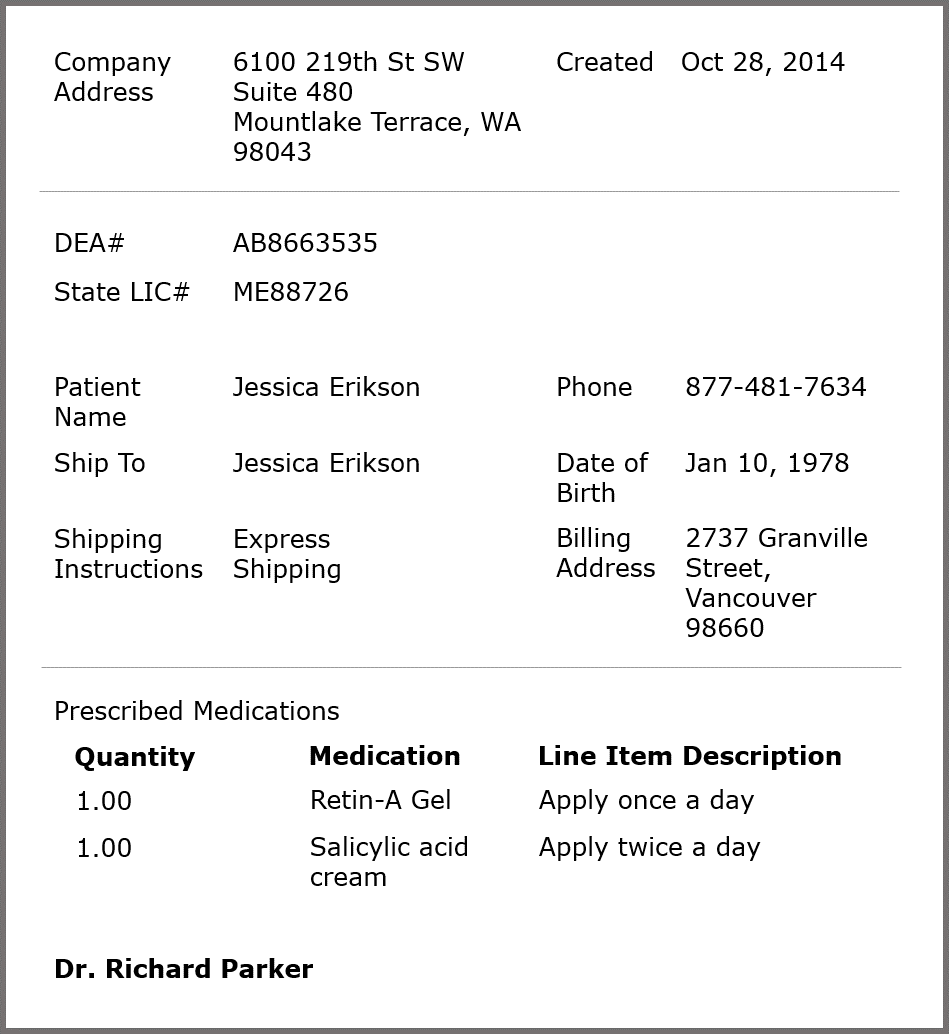 Print prescriptions in a standard format