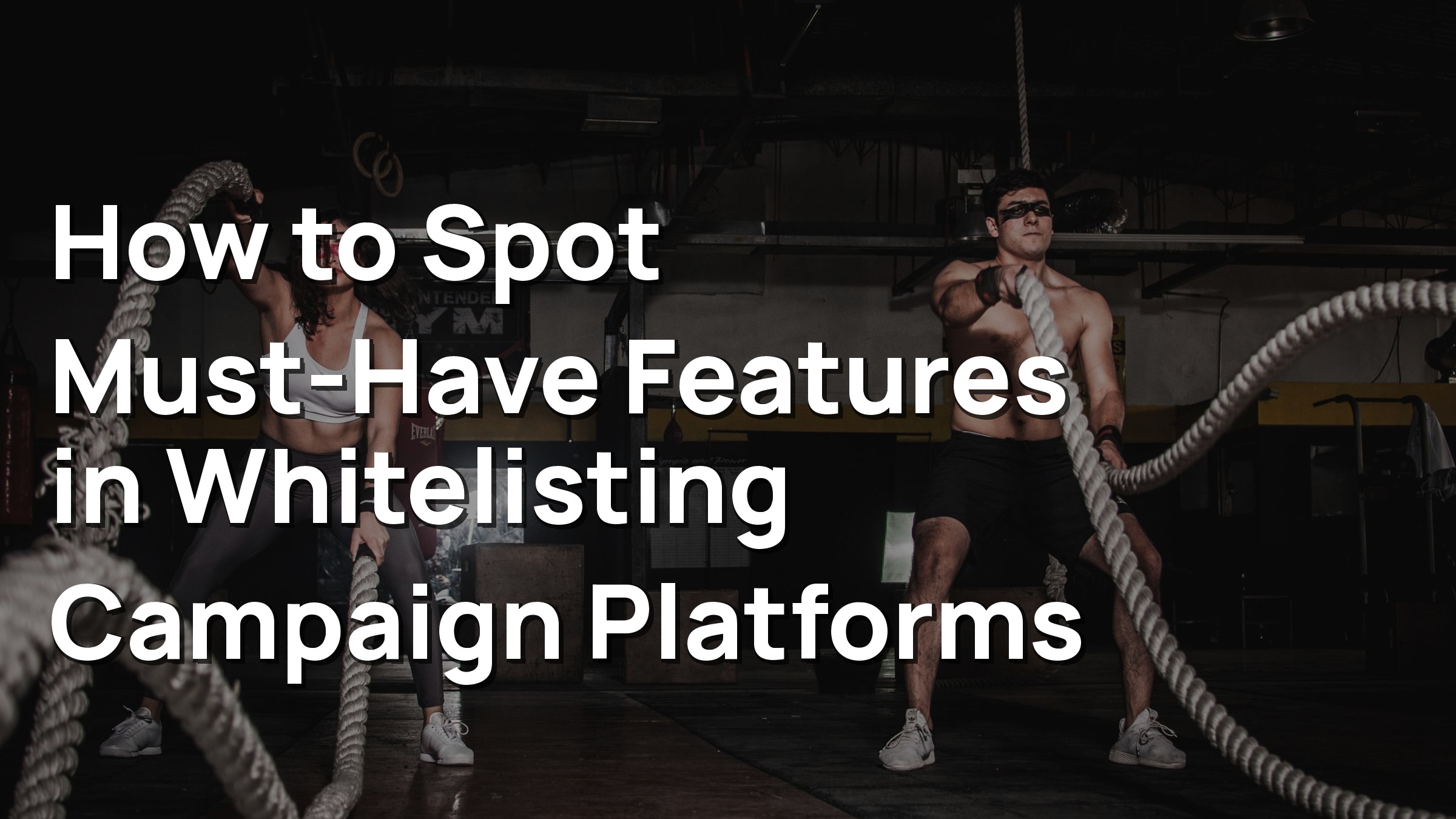 Two athletes training with battle ropes in a dark gym, representing high-performance creator content for whitelisting campaigns