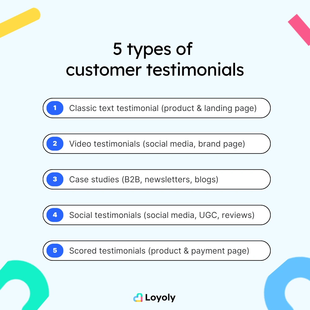 5 types of customer testimonials