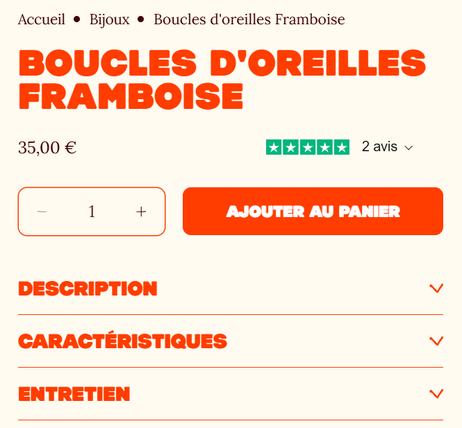 Exemple: fiche produit de Coucou Suzette, un client de Loyoly