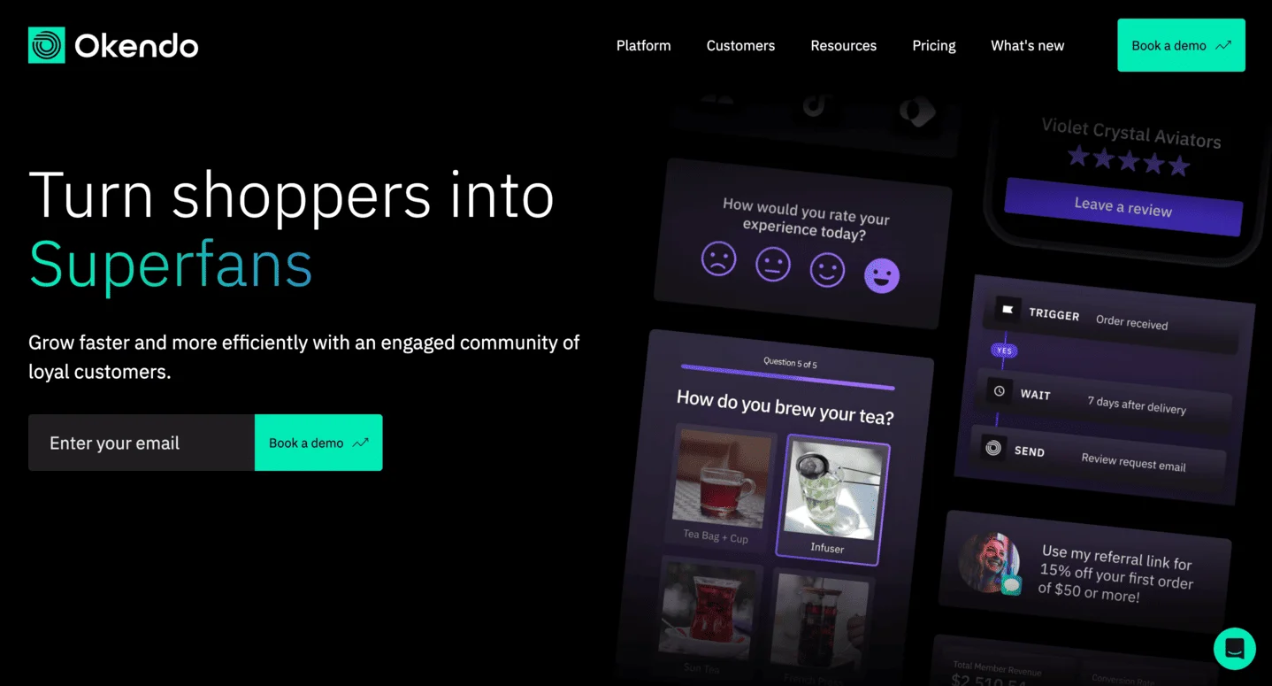Le site de Okendo, une plateforme de fidélité