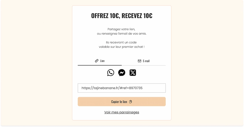 Programme de parrainage de Tajinebanane. +117% de LTV, 258 200 € de revenus générés, ROI mensuel de 12