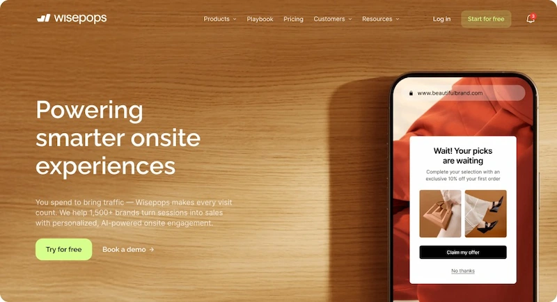 Page d'accueil de Wisepops