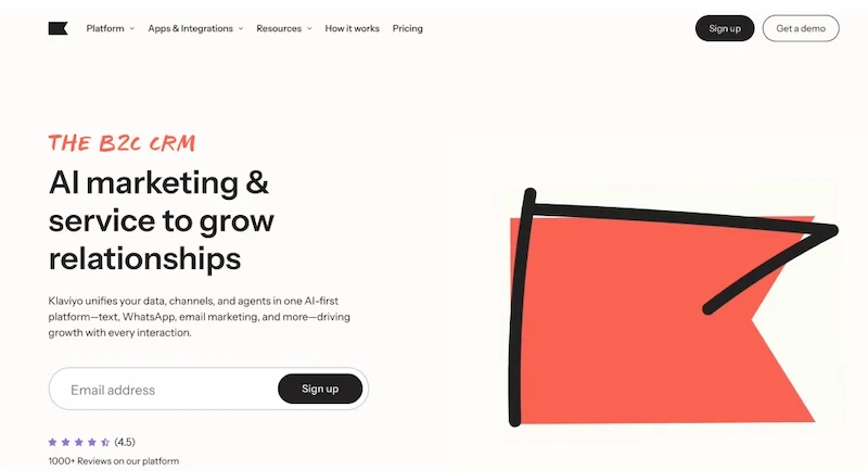 Page d'accueil de Klaviyo