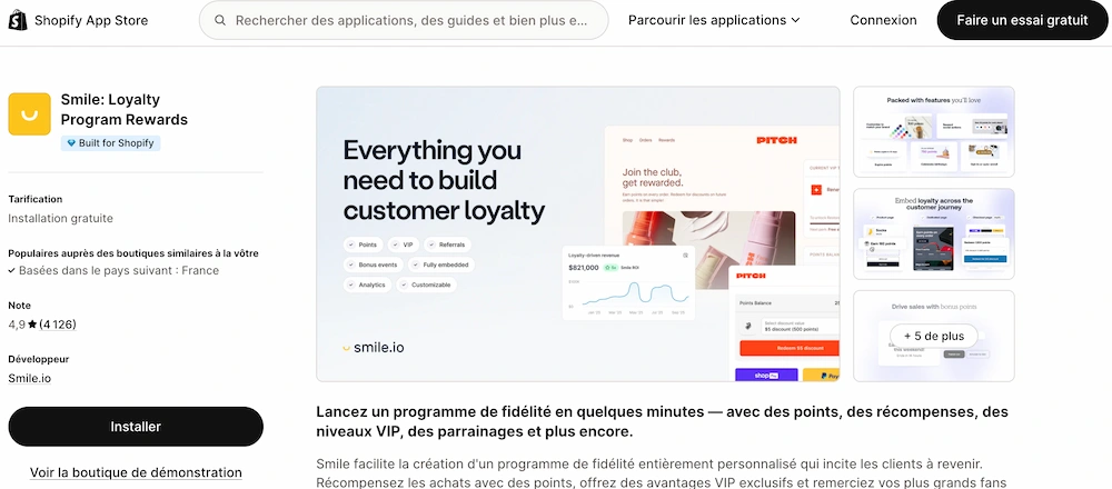 smile.io loyalty and rewards app for Shopify