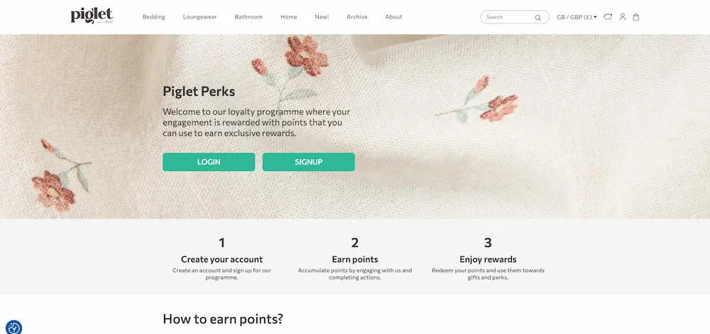 Programme de fidélité de Piglet in Bed