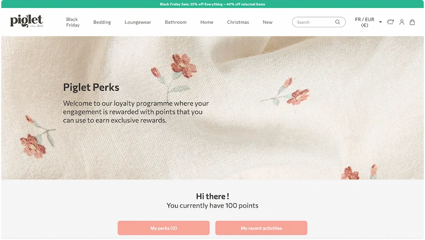 Piglet in bed loyalty program