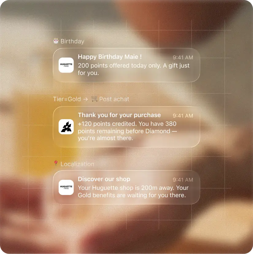 Push notifications examples - Mobile Wallet Loyoly