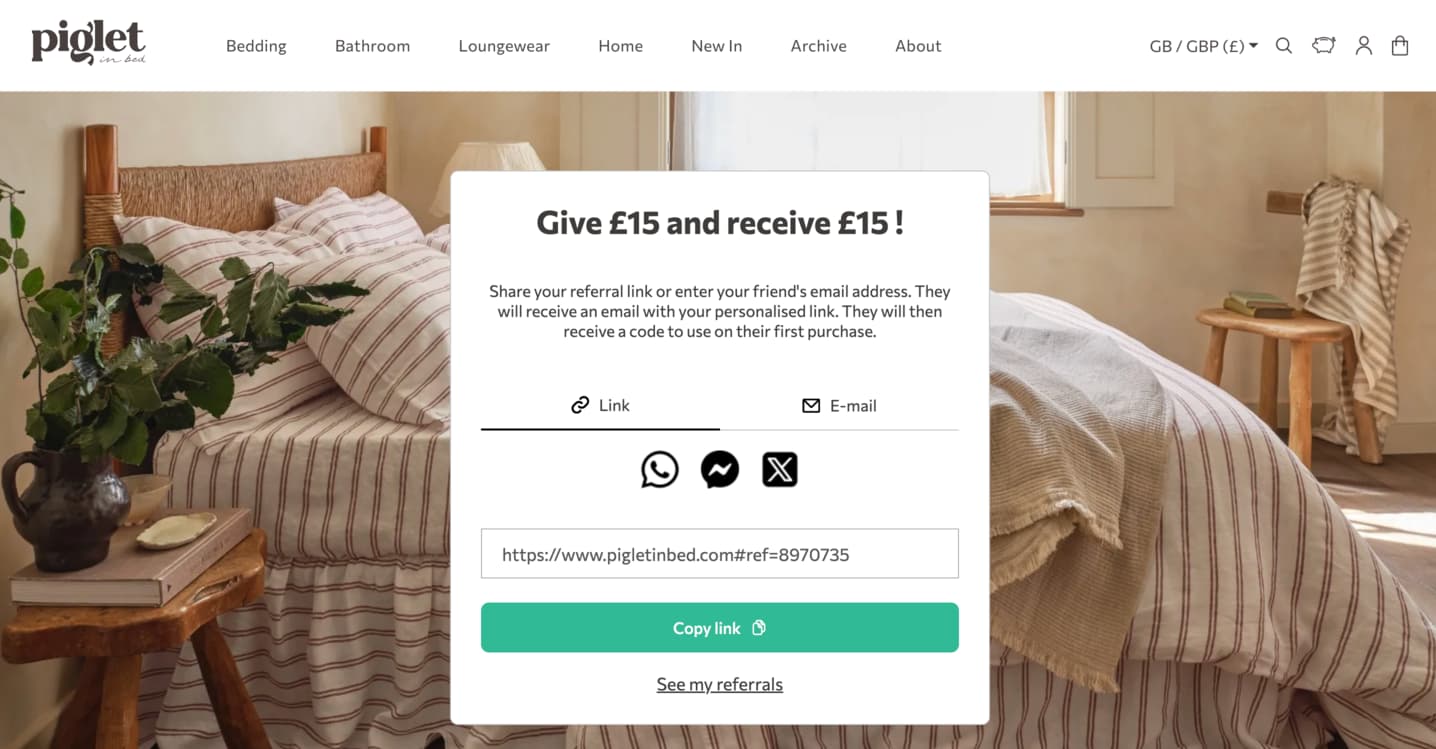 Piglet In Bed's referral program