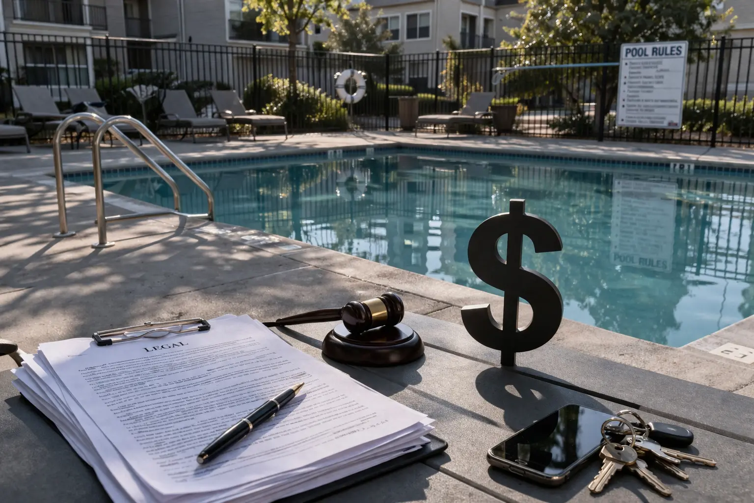 Legal documents and gavel