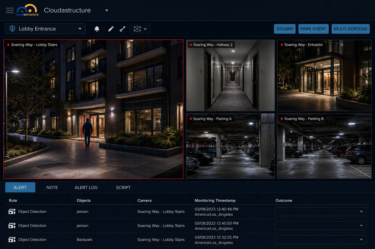 Cloudastructure AI surveillance platform monitoring property