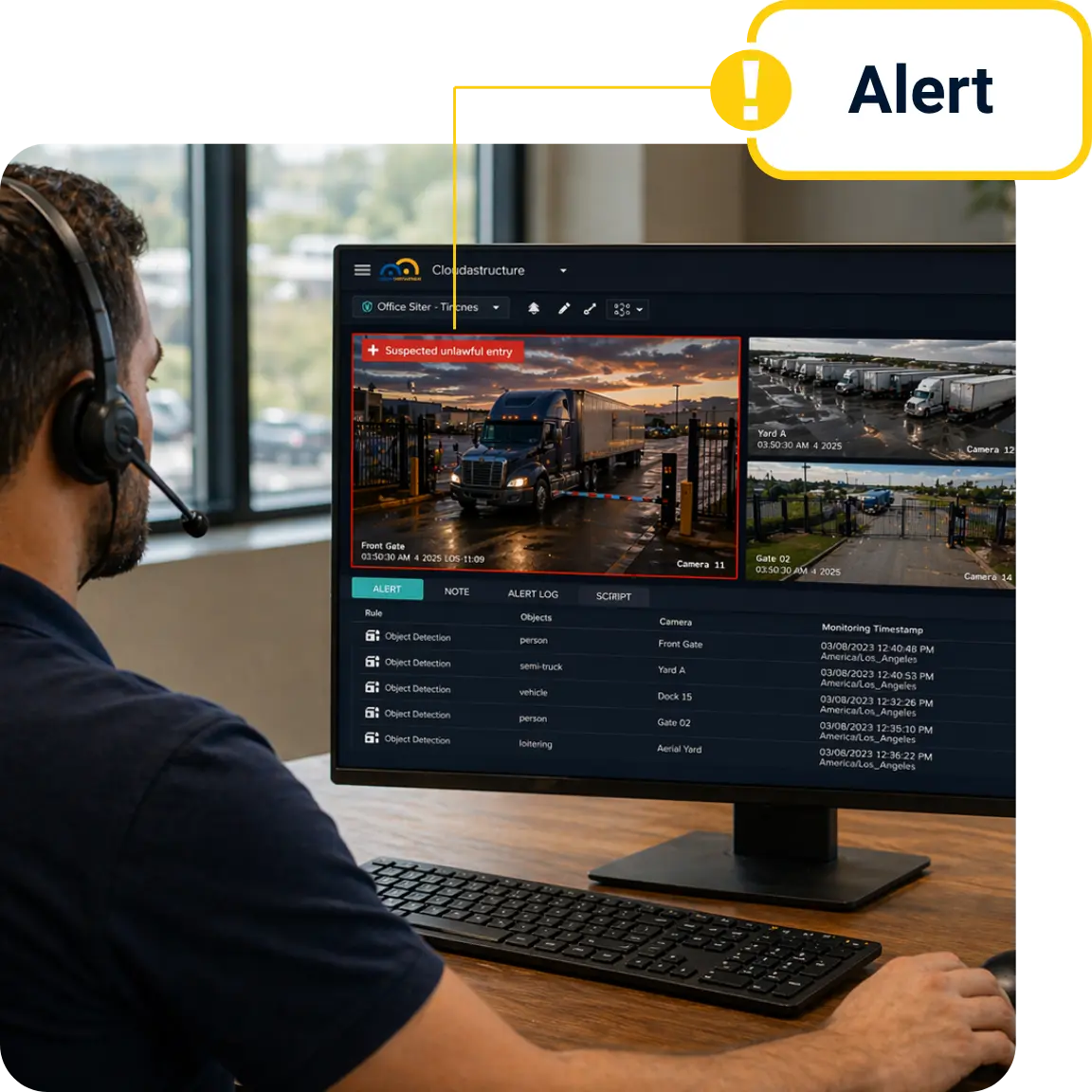 Cloudastructure AI surveillance platform — trucking and logistics monitoring