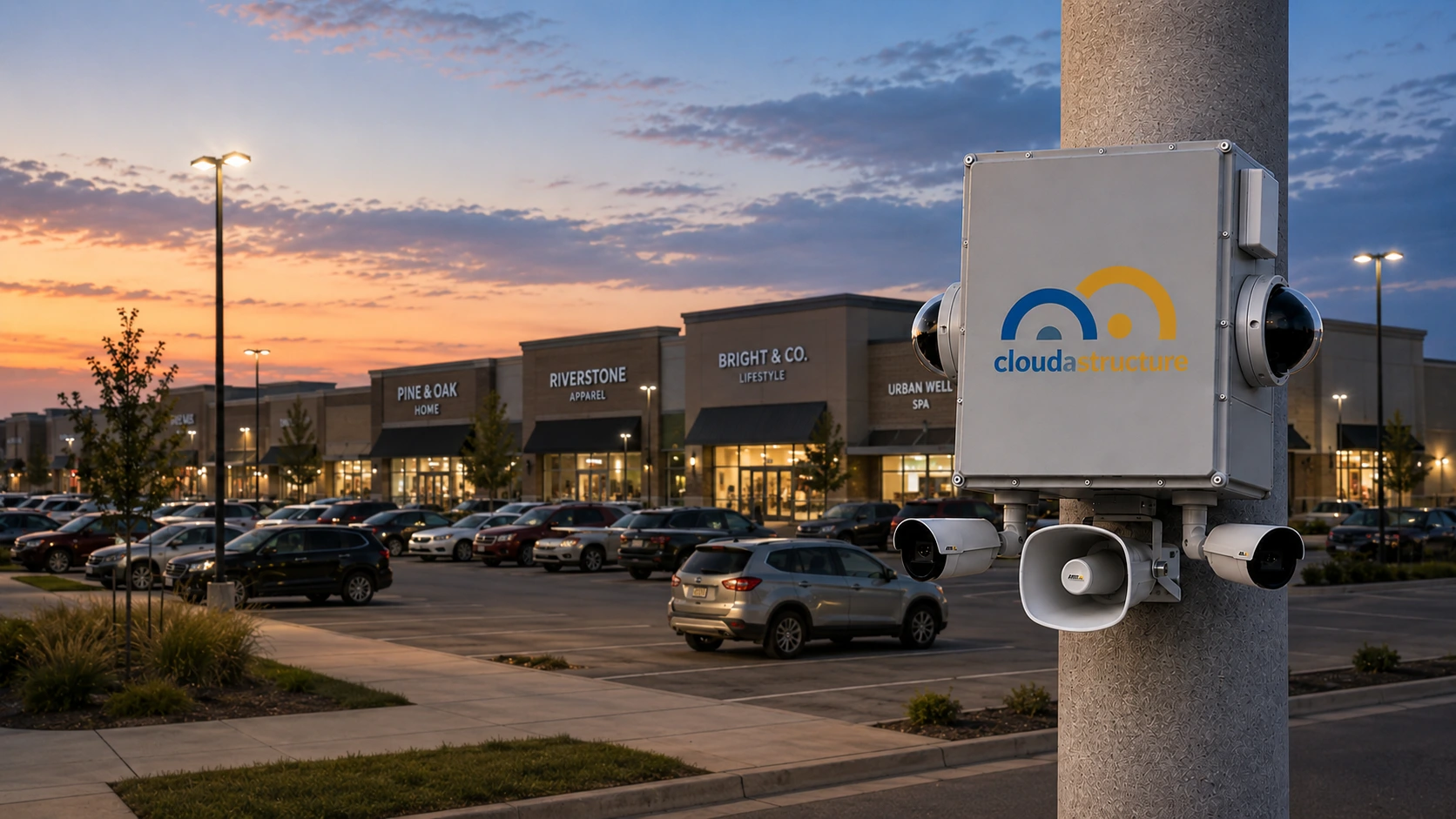 Remote Video Surveillance enclosure for shopping center parking lots