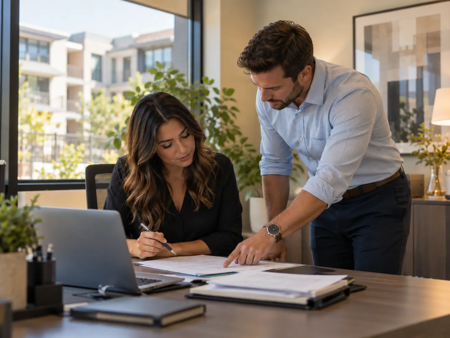 Property managers reviewing accessibility and Fair Housing compliance