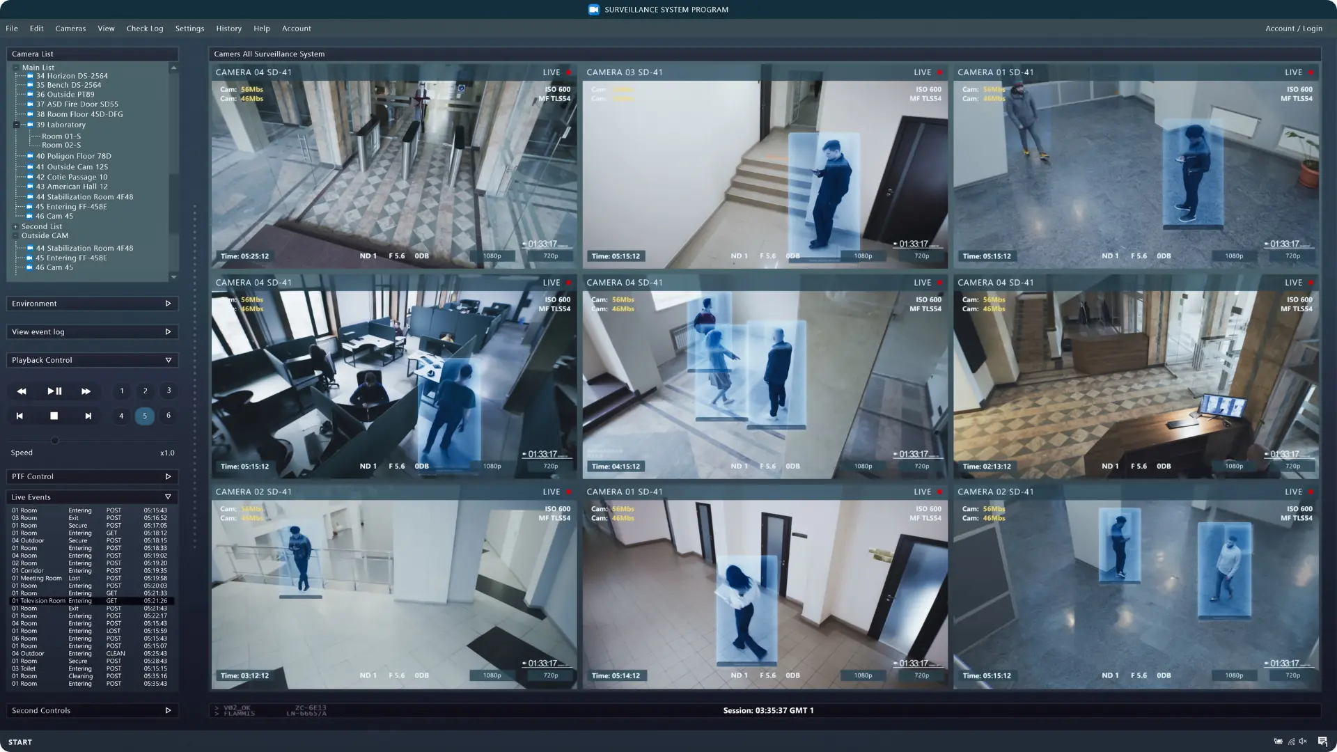 Cloud-based AI video surveillance system providing real-time monitoring and remote guarding across multiple enterprise locations.