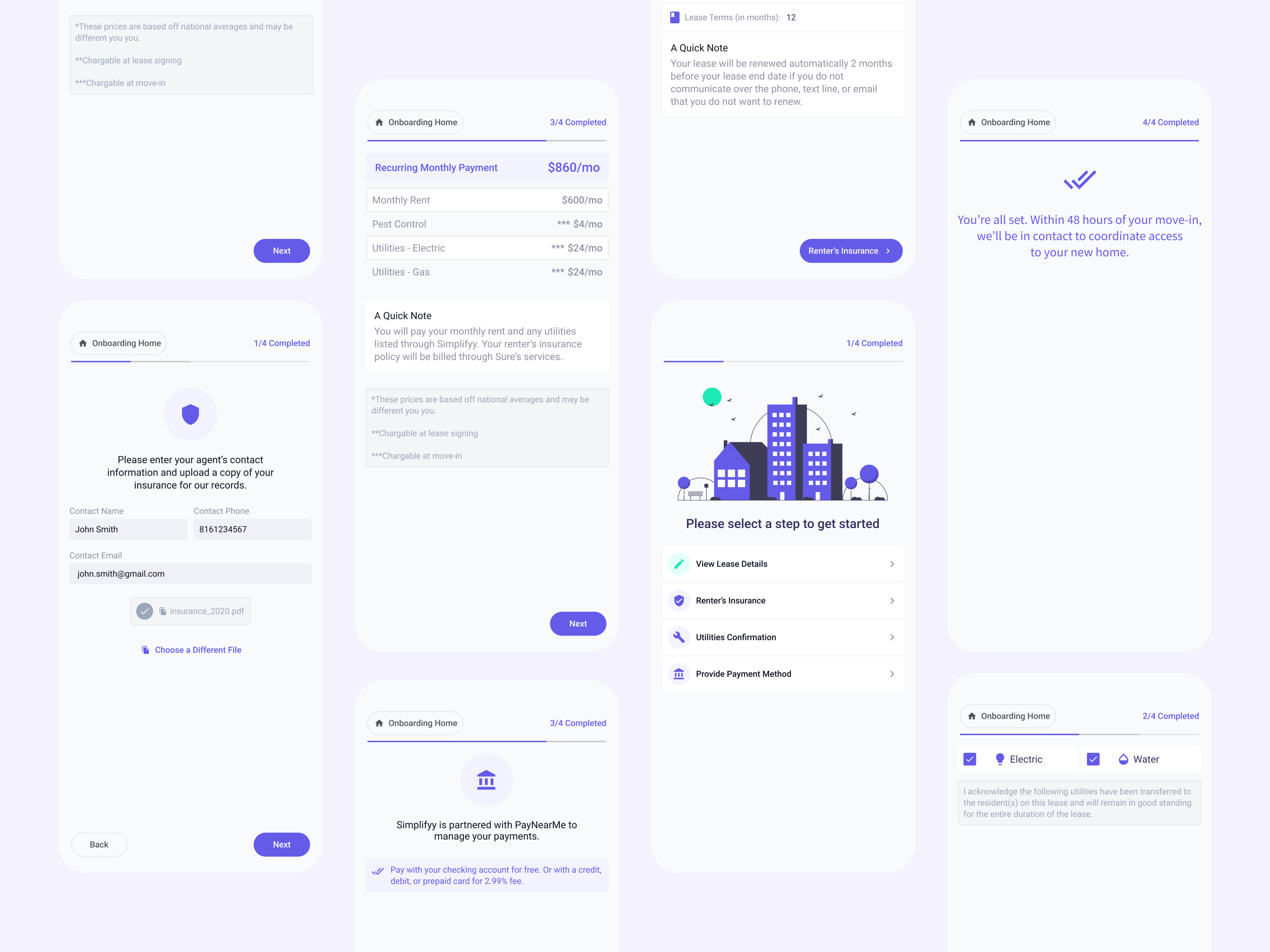 Resident onboarding mockup