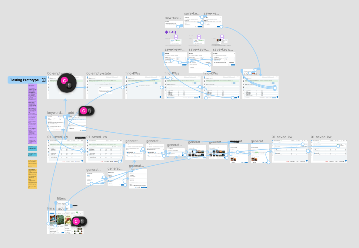 Screenshot of Figma looking at a prototype used for user testing purposes.