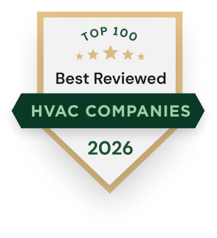 Home Service Reviews Awards — Top 100 Best Reviewed HVAC Companies 2026 badge