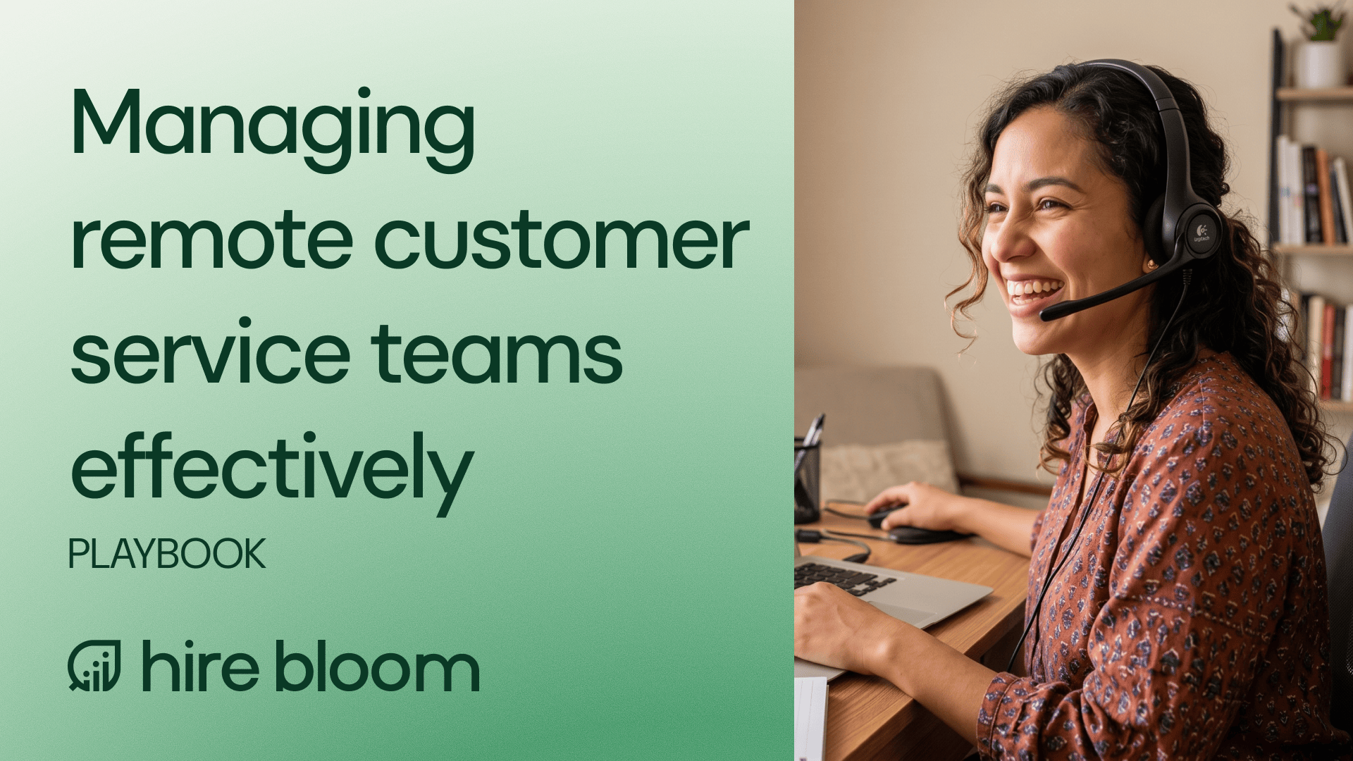 Smiling remote customer service rep working from her home office