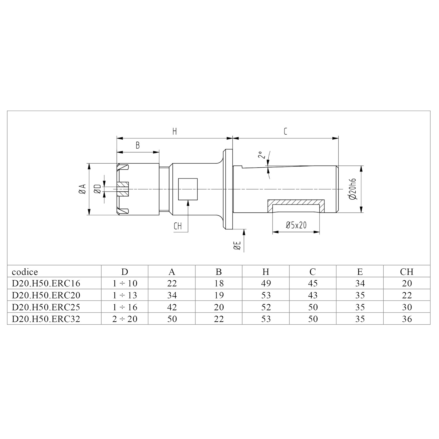 cylindrical ERC collet chucks