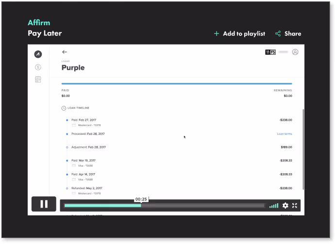 User journey example from Affirm