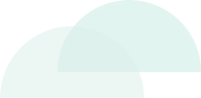 Two overlapping teal semicircles, one slightly darker than the other, creating a harmonious, abstract design.